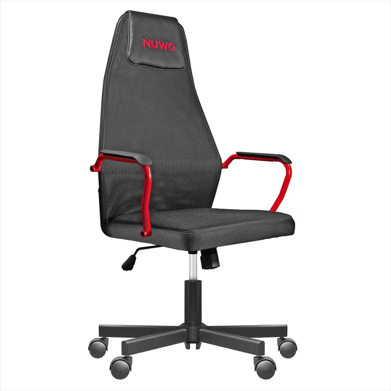 NUWO Grid Sedia Gaming Ergonomica Girevole Regolabile Rete Traspirante Rosso e Nero