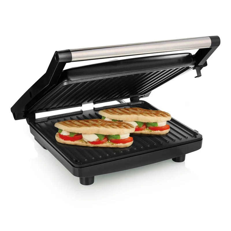 Tristar Grill a Contatto GR-2858 2000W Superficie 30x26 cm Termostato Regolabile Rivestimento Antiaderente Nero/Argento