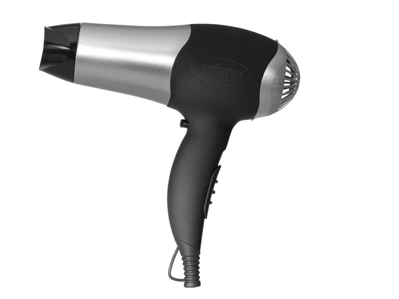 Tristar Asciugacapelli HD-2322 2000W con Diffusore e Concentratore, 2 Velocità, 3 Temperature, Nero/Argento