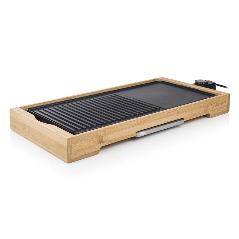 Tristar Grill Elettrico da Tavolo BP-2641 Bamboo XL 2200W Antiaderente per 6 Persone