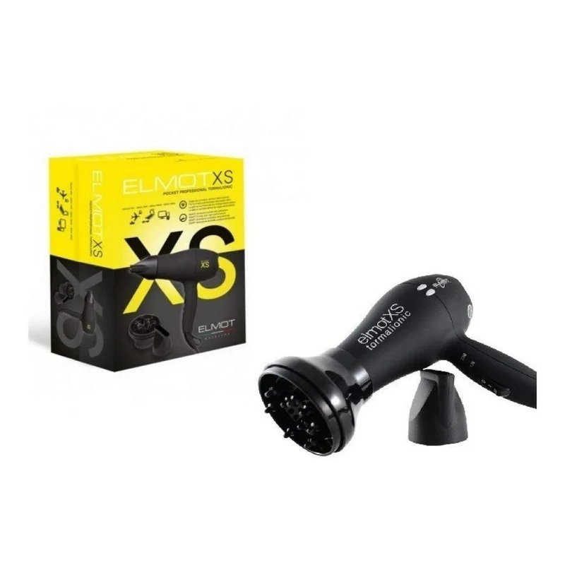Elmot XS Asciugacapelli Professionale Compatto Nero con Beccuccio - Modello 0408623