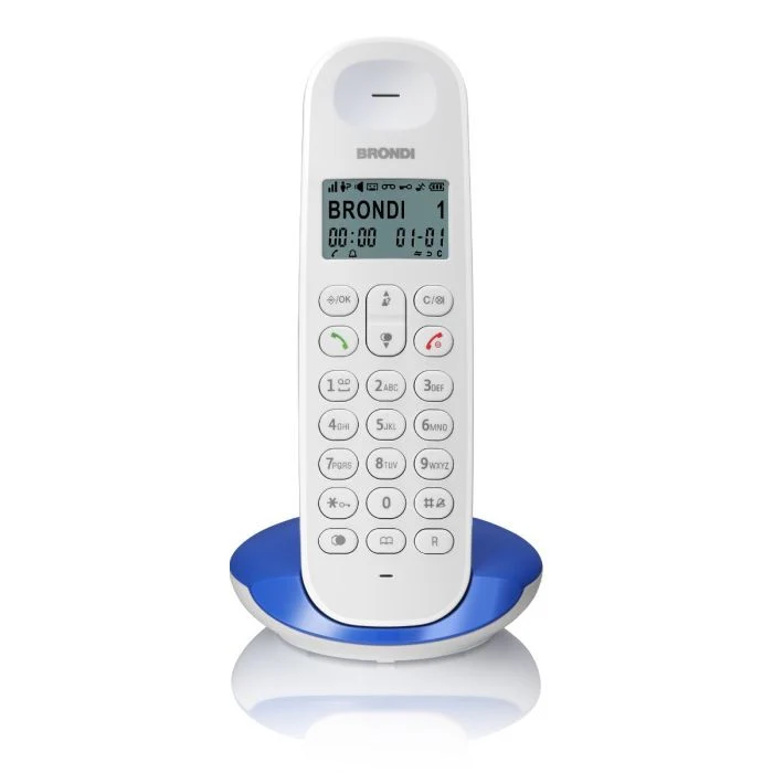 Brondi Lotus Telefono DECT Cordless ECO con Raggio 50m Blu e Bianco