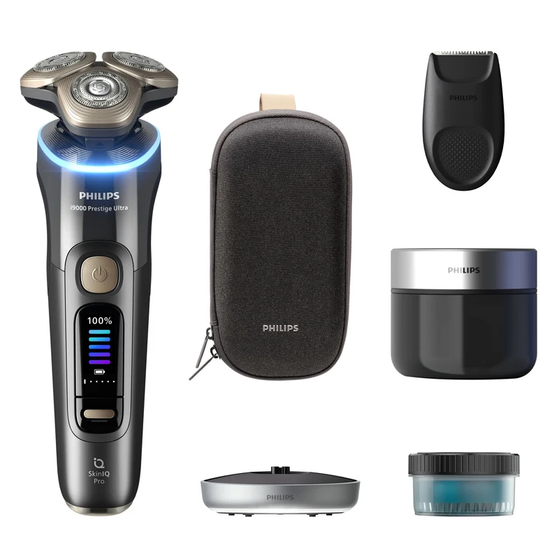 Philips Rasoio Elettrico Wet&Dry i9000 Prestige Ultra XP9402/31 Grigio SkinIQ Pro