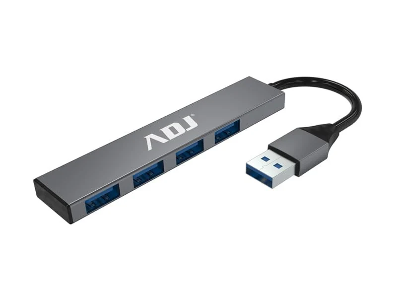 ADJ Hub USB 3.2 Gen1 4 Porte Tetra - Alluminio Grigio, 5 Gbps, Compatibile USB 1.1/2.0, Windows e Mac