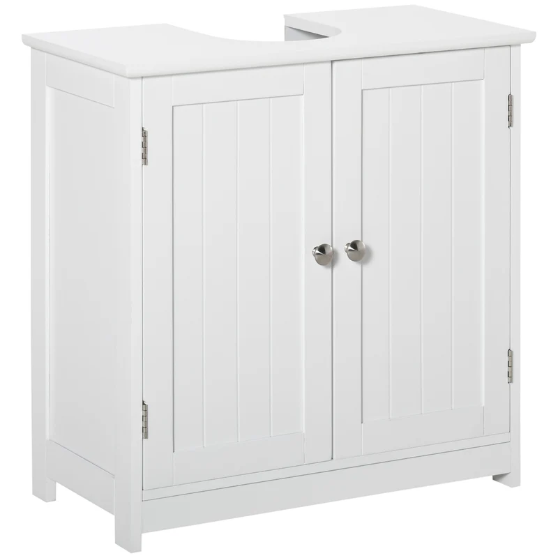 EasyComfort Mobile Sottolavabo a 2 Ante con Ripiano Regolabile e Intaglio a U, 60x30x60 cm, Bianco
