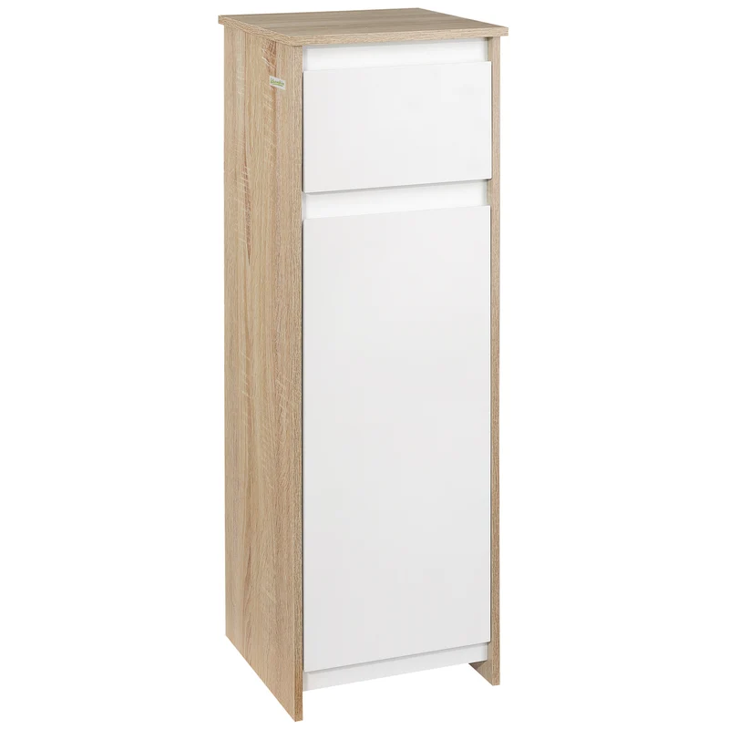 EasyComfort Mobile Bagno con Cassetto e Armadietto con Ripiano Regolabile Interno, in MDF, 32.6x30x90 cm