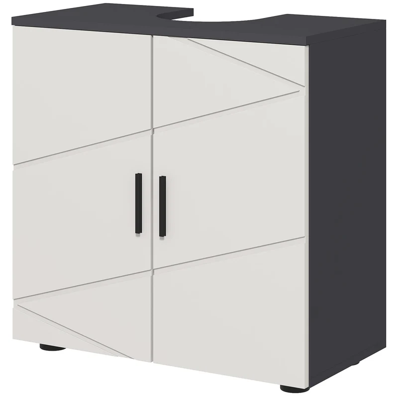 Easycomfort Mobile Sottolavabo Bagno per Piedistallo con Armadietto 2 Ante, 60x30x60cm, Grigio