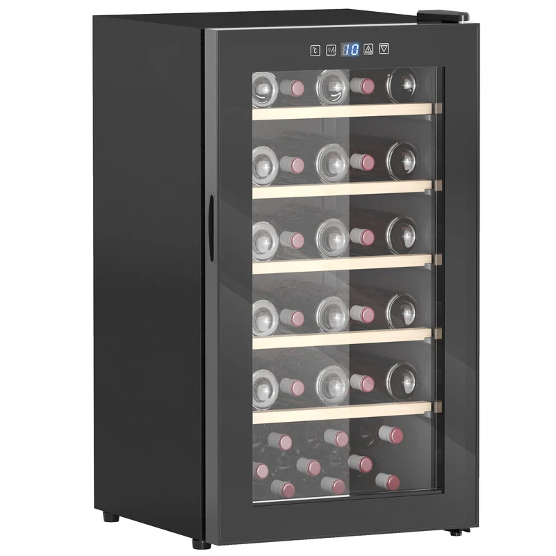 EasyComfort Cantinetta Vino Frigo per 41 Bottiglie, Capacità 91L, Controllo Temperatura e Ripiani in Legno, Nero