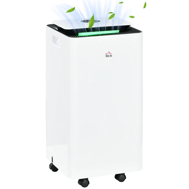 Easycomfort Deumidificatore da 12L in ABS con 5 Modalità, 2 Velocità e Timer da 24h, 25x25x50.5 cm, Bianco e Nero