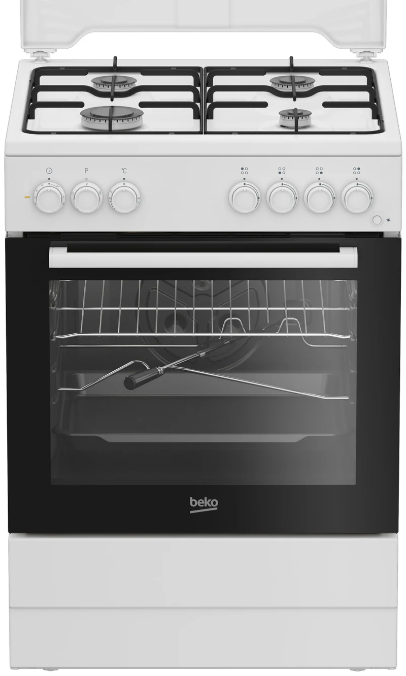 Beko FBST62110DW Cucina Gas ed Elettrica 60x60cm Bianca 4 Fornelli Forno 73L
