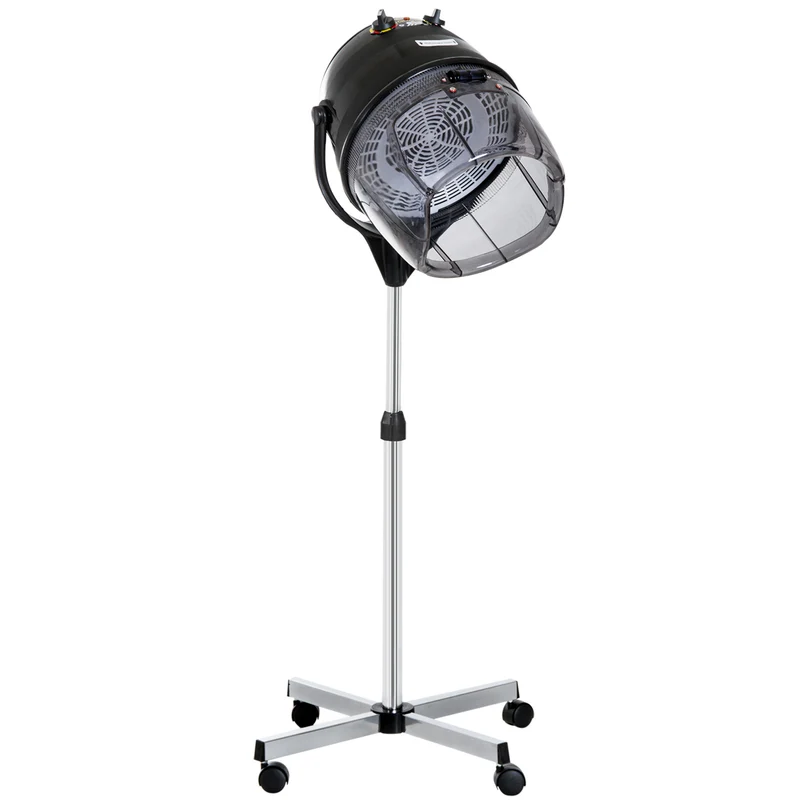 EasyComfort Casco Asciugacapelli 1180W ad Altezza Regolabile con Timer 60 Minuti e Ruote Girevoli, 65x65x115-165 cm, Nero