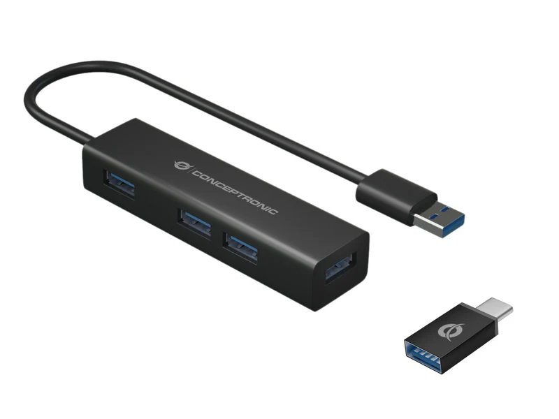 Conceptronic HUBBIES06B Hub USB 3.2 Gen 1 Type-A 4 Porte 5000 Mbit/s Nero