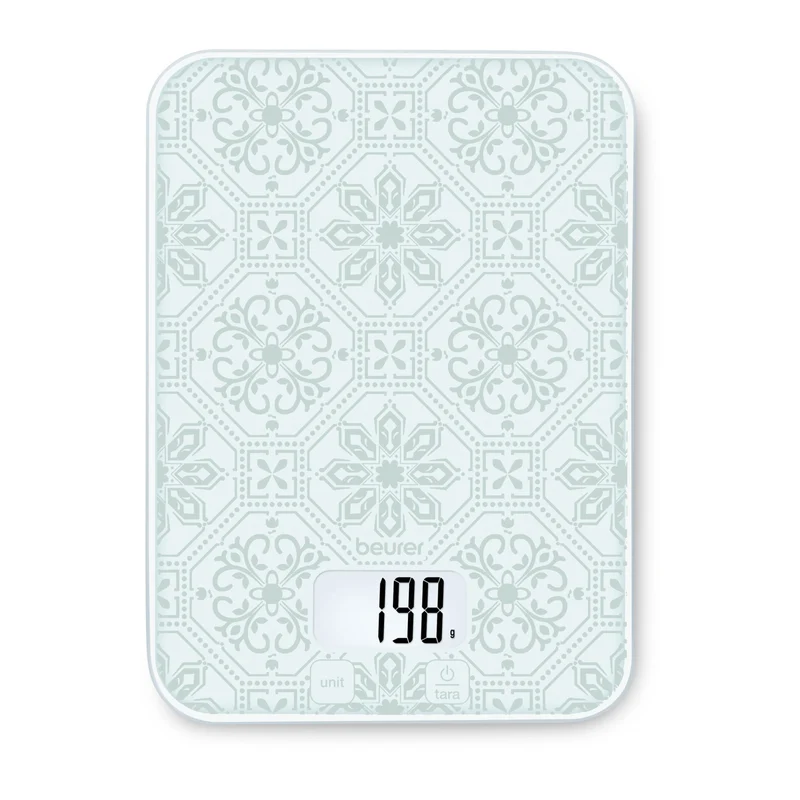 Beurer KS 19 Bilancia da Cucina Digitale Vintage, 5 kg / 1 g, Superficie in Vetro, Touch, LCD, Bianco