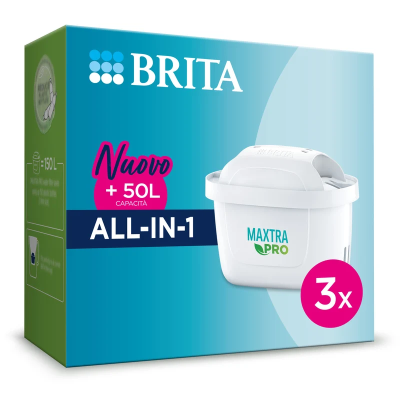 Brita Maxtra Pro All-in-1 Filtro Acqua in Cartucce Pack da 3 per Caraffa Filtrante