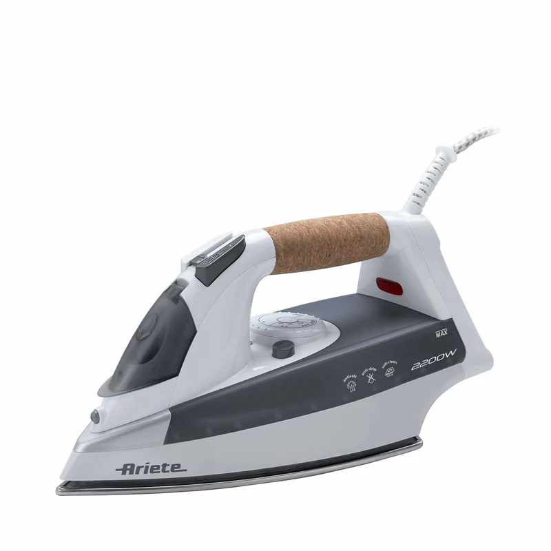 Ariete 6232 Ferro a Vapore 2200W Piastra Acciaio Inox Manico Sughero Grigio