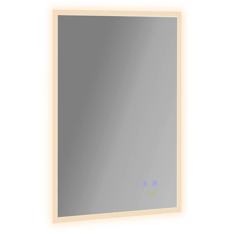 Easycomfort Specchio Bagno con Luce LED, Funzione Anti-Appannamento e Tasti Touch, 70x50cm, Argento