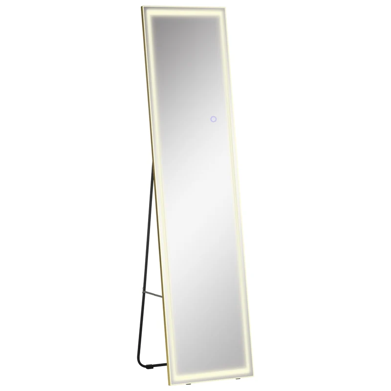 Easycomfort Specchio da Terra e da Parete con Luce LED Regolabile e Telecomando, 40x37x156.5cm