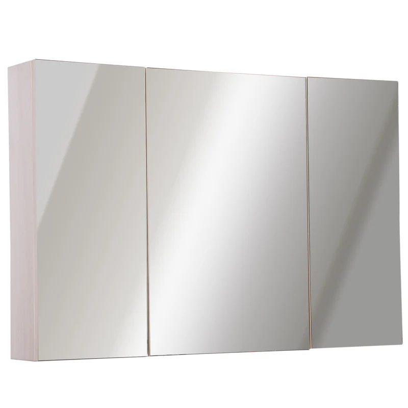 Easycomfort Armadietto Pensile da Bagno a Parete con Specchio a 3 Ante e Ripiani Regolabili in Legno 90x60x13.5cm