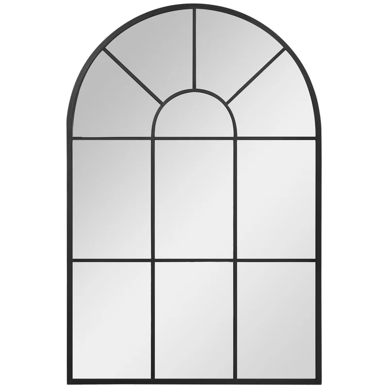 Easycomfort Specchio Moderno a Parete e a forma di Arco 91x60 cm per Camera da Letto e Soggiorno, in Metallo Nero e Vetro