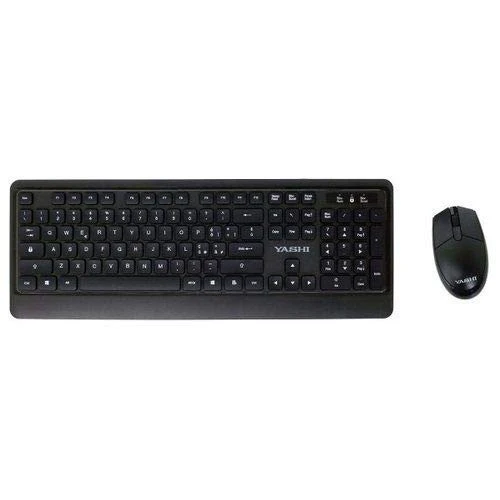 Yashi Kit Tastiera e Mouse Wireless Professionale Multimediale Nero MY537