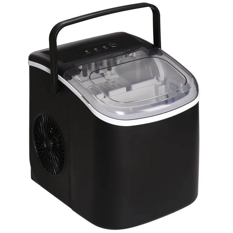 Easycomfort Macchina del Ghiaccio da 9 Cubetti in 6-12 Minuti con Cestello e Paletta Inclusi, 23.8x30.5x29 cm, Nero