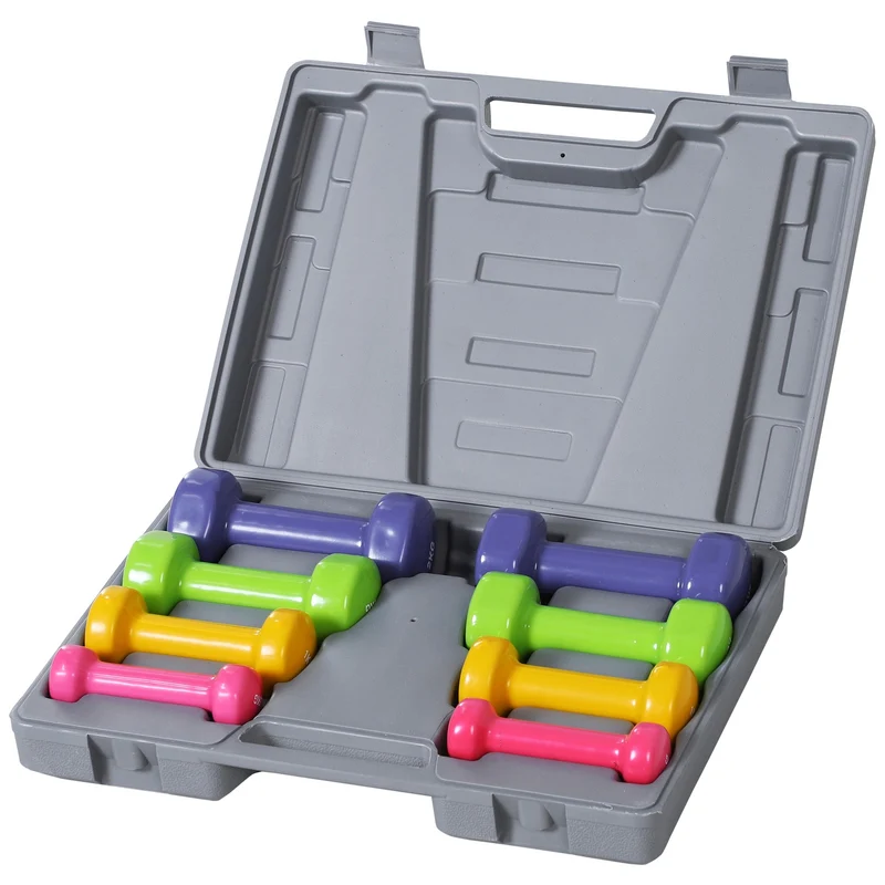 Easycomfort Manubri Pesi, Set Manubri Palestra da 10kg con Valigetta 4 Paia di Manubri Colorati (2x0.5kg, 2x1kg, 2x1.5kg, 2x2kg)