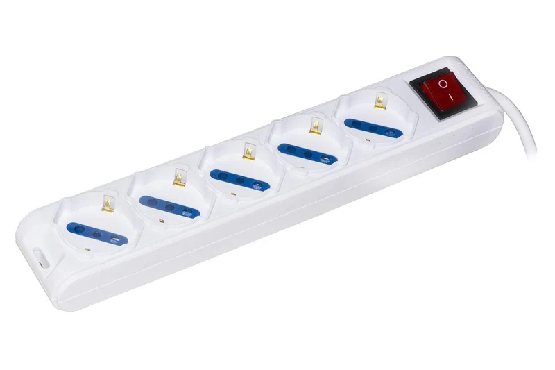 LINK Multipresa 5 Prese Universali ITA/Schuko LKMP05IT - Spina Tripolare 10A, Interruttore Illuminato, Cavo 1,5 m, 2500W, Bianco