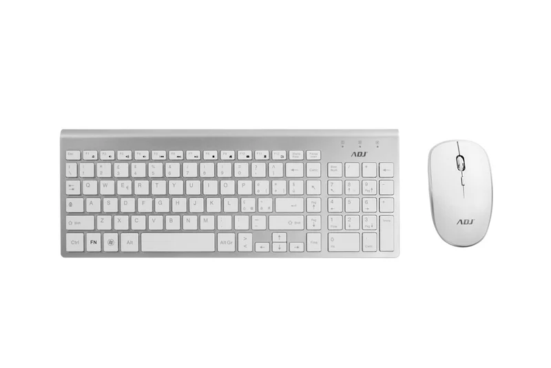 ADJ Kit Tastiera e Mouse Wireless KW10 Platinum SL 102 Tasti Layout Italiano QWERTY 1000 DPI Silver/Bianco