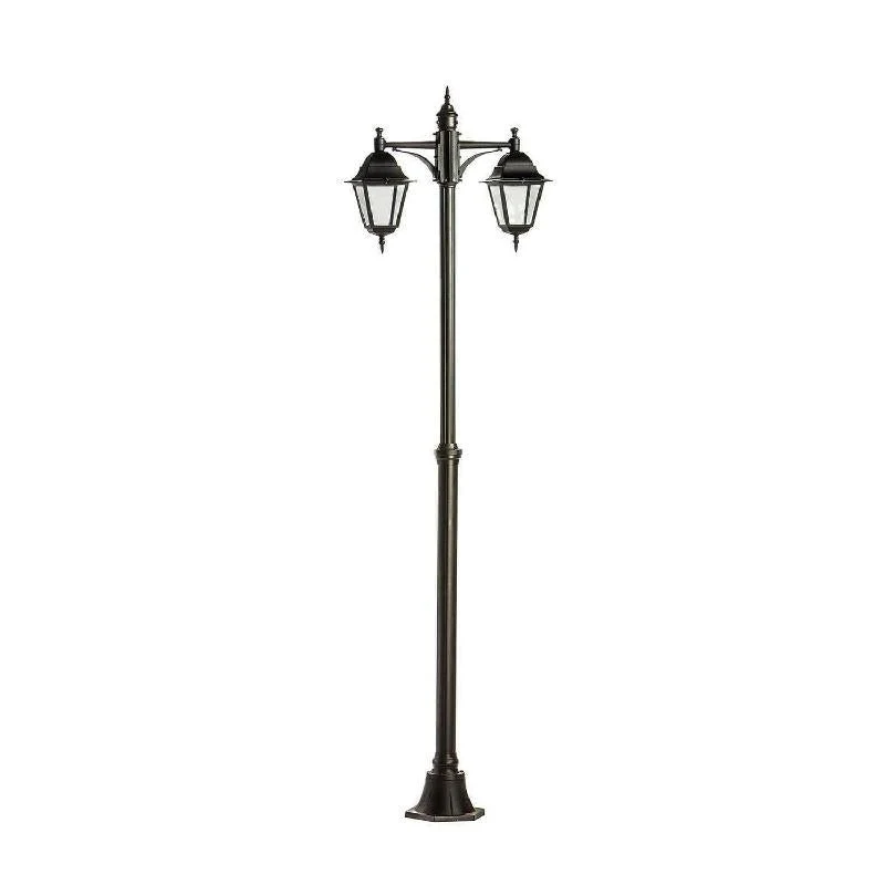 Lampione '4 facce 2 lanterne colore nero cm.190 — Cardinale