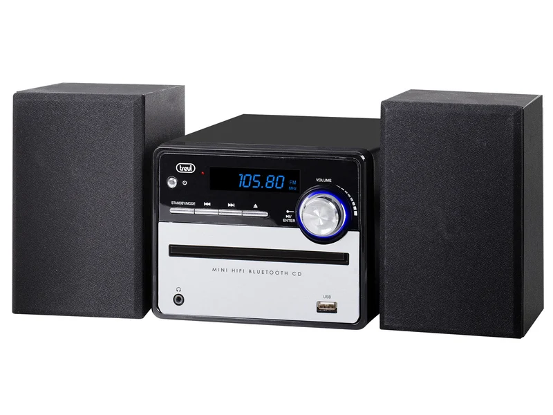 Trevi HCX 10F6 Mini Impianto Hi-Fi 20W CD/MP3 USB Bluetooth DAB+/FM AUX-IN Nero/Argento