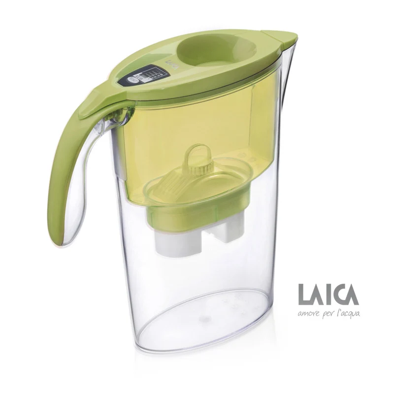 Laica Stream Line Caraffa Filtrante J31AB 2,3 L con Filtro Bi-Flux, Indicatore Elettronico, Verde/Trasparente