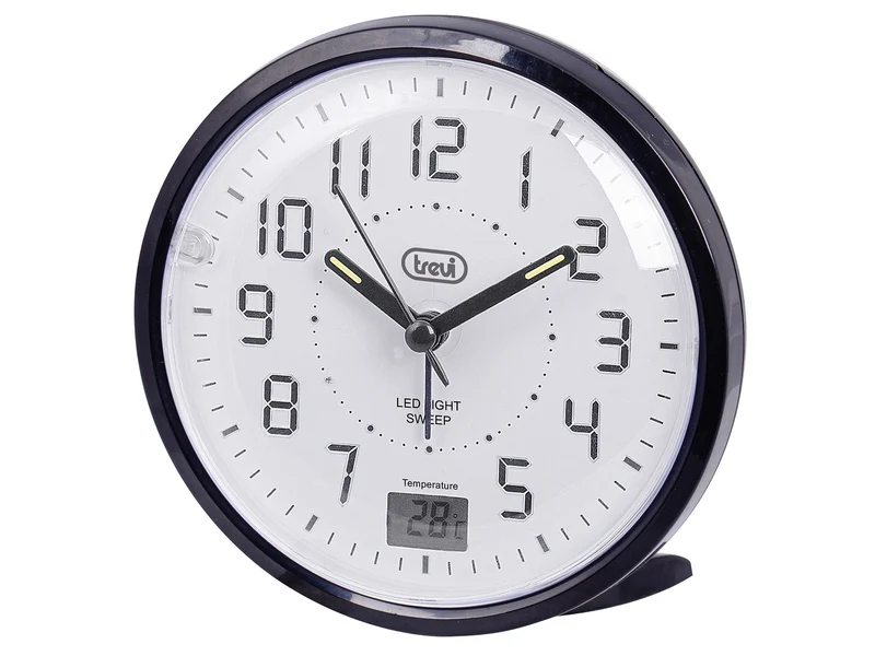 Trevi Sveglia al Quarzo SL 3P27 Movimento Silenzioso Sweep Display LCD Retroilluminazione LED Funzione Snooze Indicatore Temperatura Nero