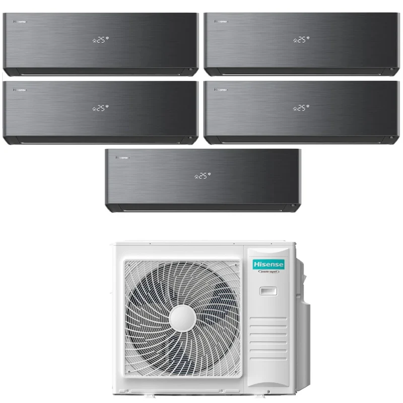 Condizionatore Hisense Penta Split Inverter ENERGY PRO X BLACK 9+9+9+12+12 con 5AMW105U4RQC R-32 Wi-Fi Integrato
