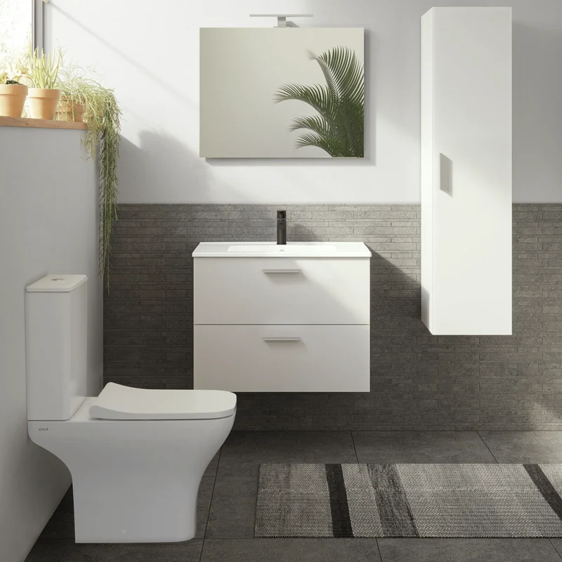 Mobile Bagno sospeso Vitra con Lavabo colore Bianco Lucido 80 cm