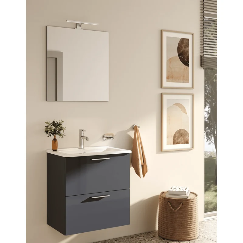 Mobile Bagno sospeso Vitra con Lavabo colore Antracite 60 cm