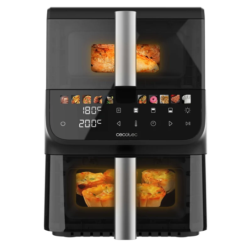 Cecotec Friggitrice ad Aria Cecofry DuoLevel 10000 DuoSize Window 10L 2000W 2 Cestelli 3,5L+6,5L con Finestra