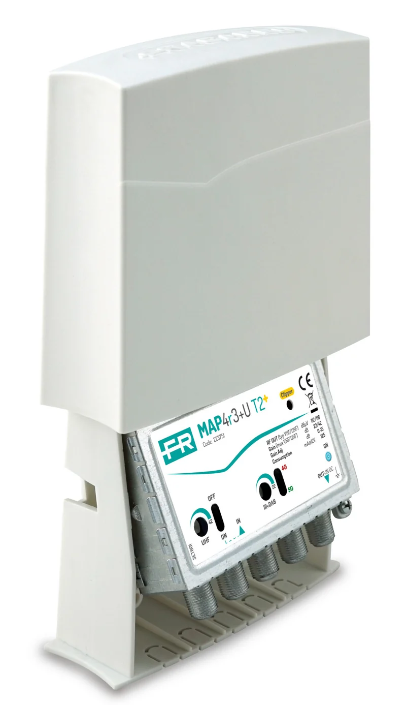 Fracarro Amplificatore da Palo MAP2R345U T2 4 Ingressi (III+DAB/IV/V/UHF) Guadagno 25dB Filtro 5G/4G LTE