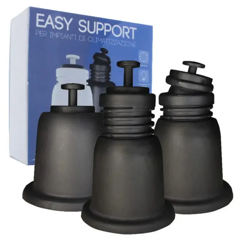 Vecamco Clima Plus Kit 4 Supporti Antivibranti Regolabili per Unità Esterne Climatizzazione Ø100 mm 100-130 mm 325 kg Termoplastico Nero