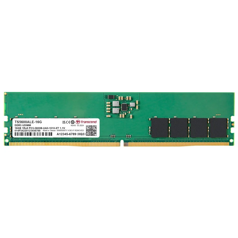 Transcend Memoria RAM DDR5 16GB (2x8GB) 5600MHz 288-pin DIMM CL46 TS5600ALE-16G