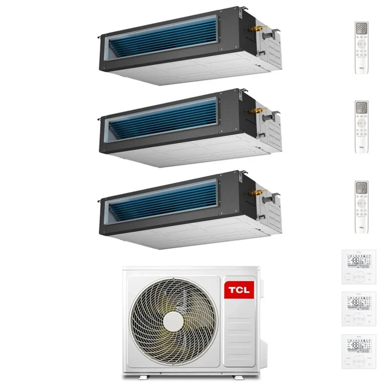 Condizionatore Canalizzabile TCL Trial Split 9+9+12 con MT2730 R-32 Wi-Fi Optional con Comandi Inclusi