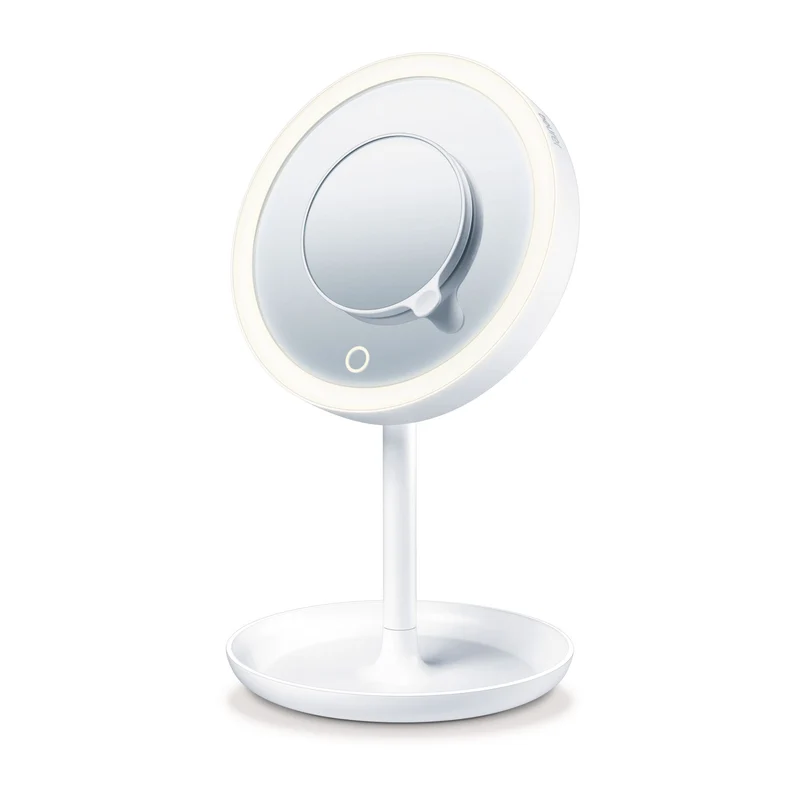 Beurer Specchio Cosmetico Illuminato BS 45 LED Touch, Ingrandimento 5x, Bianco