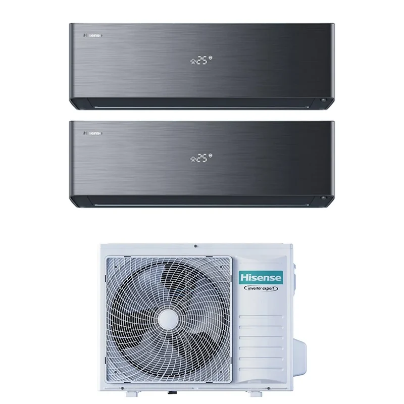 Condizionatore Dual Split Hisense Energy Pro X Black 12+12 Btu con 2AMW52U4RXC R-32 Wi-Fi Integrato