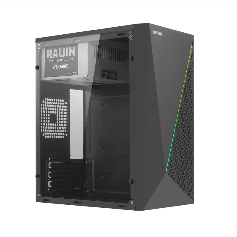 Nuwo Case PC Micro-ATX IK150 Mini-Tower con Alimentatore 500W | Mini-ITX | USB 3.0 | Nero