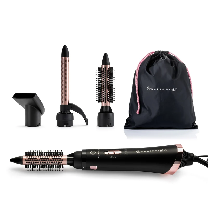 Bellissima Imetec Ceramic Air Modellatore 3 in 1 Nero Rosa 800W per Capelli Corti