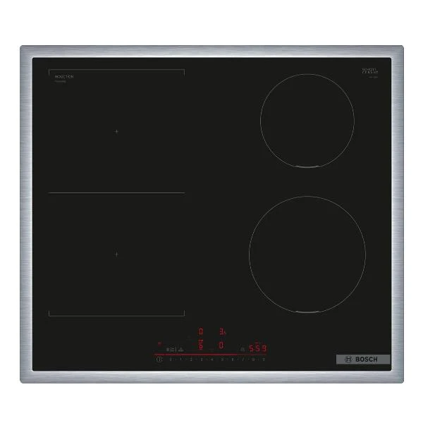 Piano Cottura A Induzione Bosch Serie 6 PVS645HB1E 4 Fuochi (L58,3xP51,3) Con Profili Vetro Ceramica Nero