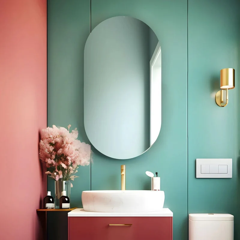 Specchio da bagno ovale retroilluminato reversibile OLIVIA LED 50x90