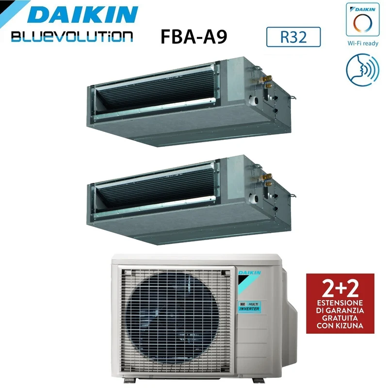 Condizionatore Daikin Bluevolution Dual Split Canalizzato Canalizzabile Inverter serie FBA-A 12+18 con 3MXM68 R-32 Wi-Fi Optional Garanzia Italiana