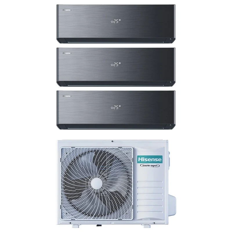 Condizionatore Hisense Trial Split Inverter ENERGY PRO X BLACK 12+12+12 con 3AMW72U4RJC R-32 Wi-Fi Integrato