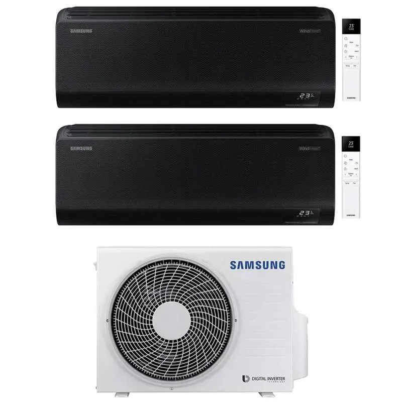 Condizionatore Dual Split Samsung WindFree Black 9+12 con AJ050TXJ2KG R-32 Wi-Fi Integrato