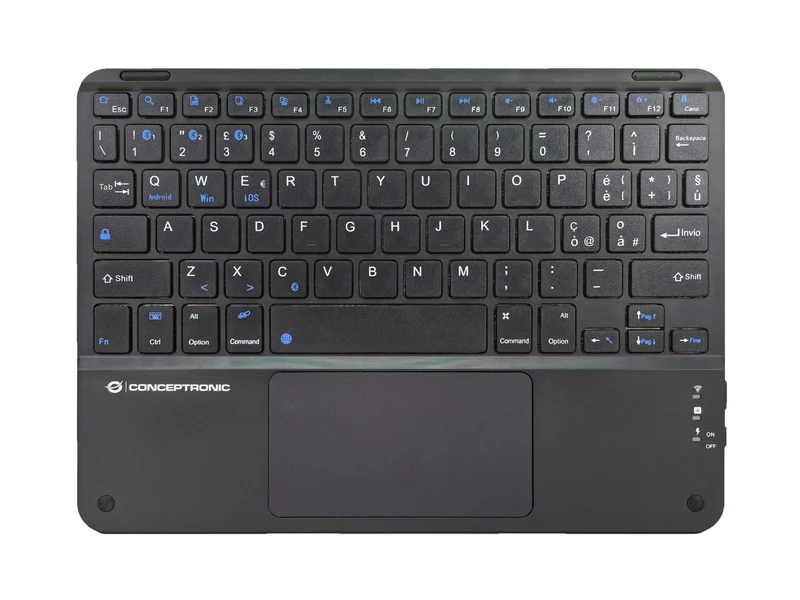 Conceptronic TOBIN01BIT Tastiera Bluetooth QWERTY Italiana con Touchpad Nero